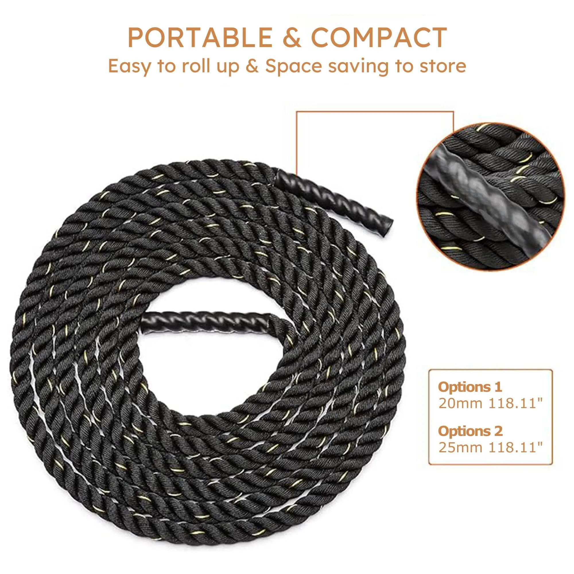 19/30FT Exercise Battle Rope For Home Gym Workout