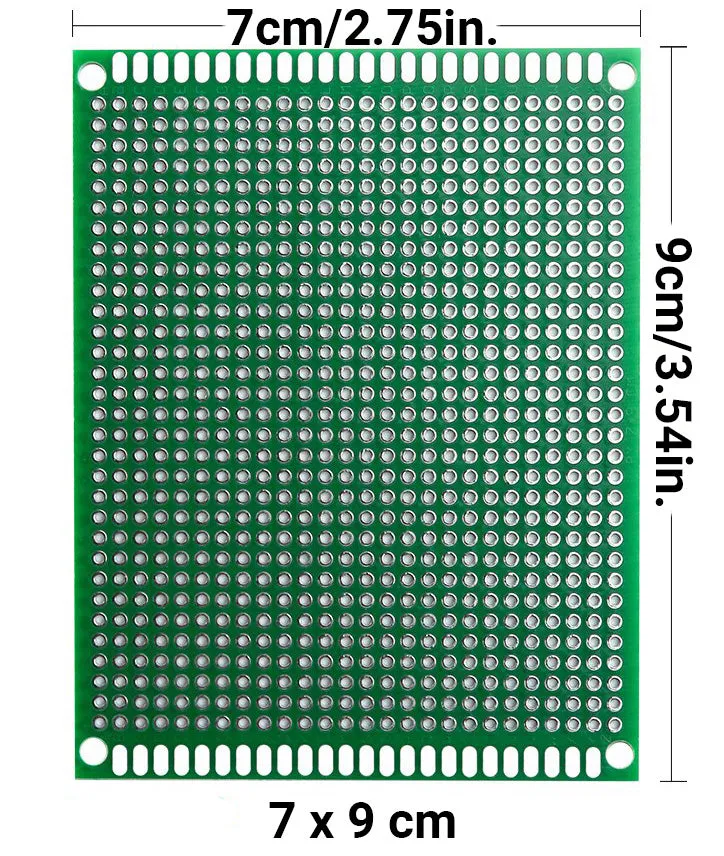 2 Pack Double Sided PCB Prototype Board, 7 x 9 cm with 806 holes