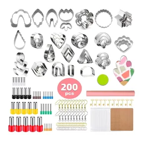 200 Shape Polymer Clay Cutter Set | 49 Shapes Clean Cut Clay Cutters With Hooks For Earring Cards