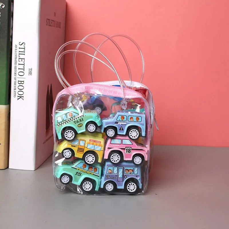 6Pcs/set Mini Toy Cars Pull Back Car Play Set Cartoon Vehicle Trucks Baby Toddlers Birthday Gift