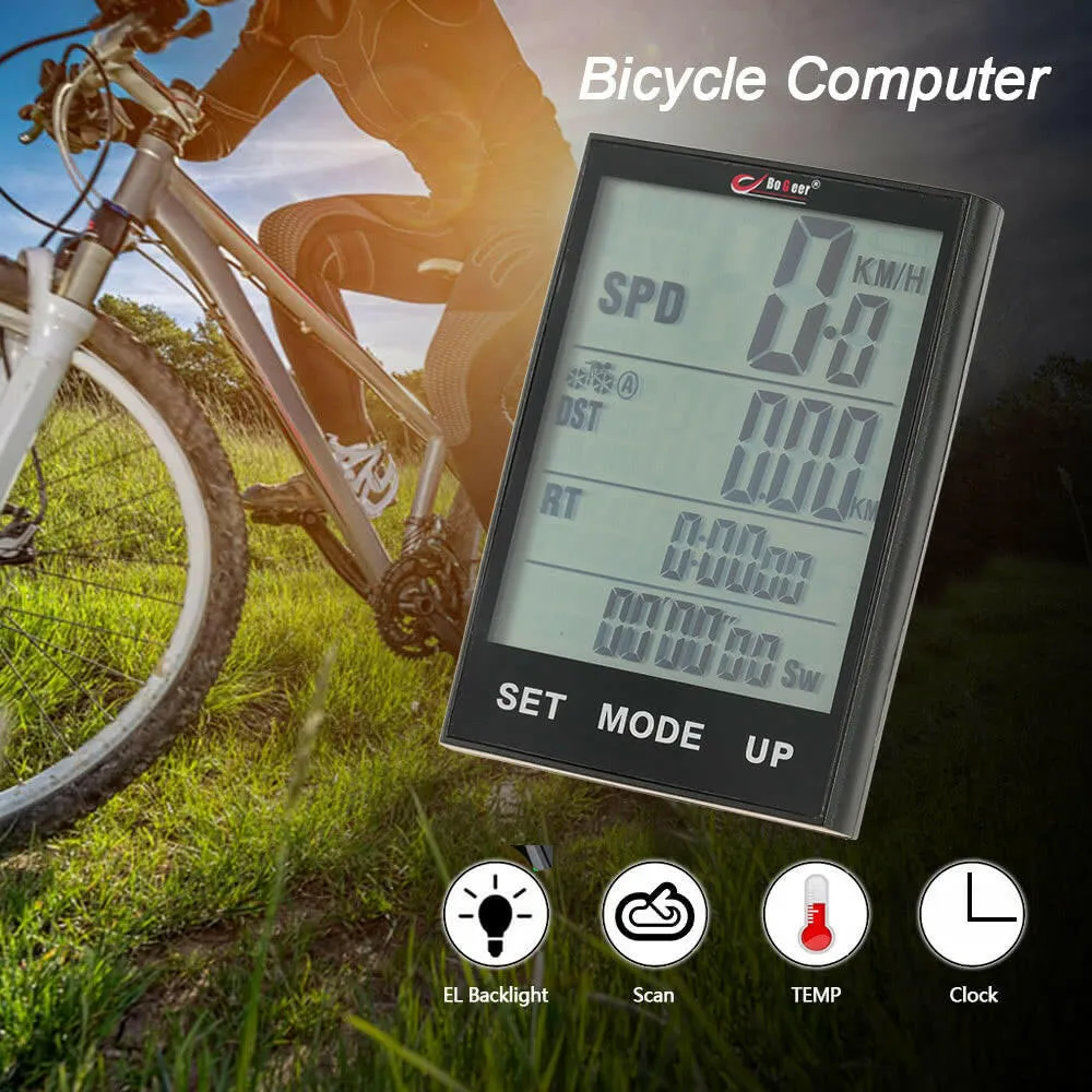 Bike Computer Wireless Bicycle Speedometer Odometer Temperature Backlight Water Resistant for Cycling Riding Multi Function