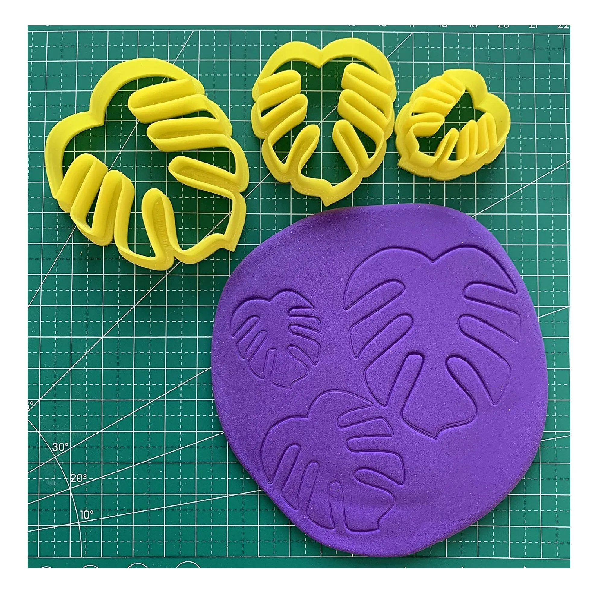 CHENRUI Set of 3 Monstera Leaf Polymer Clay Cutters | Fondant Cookie Cutters