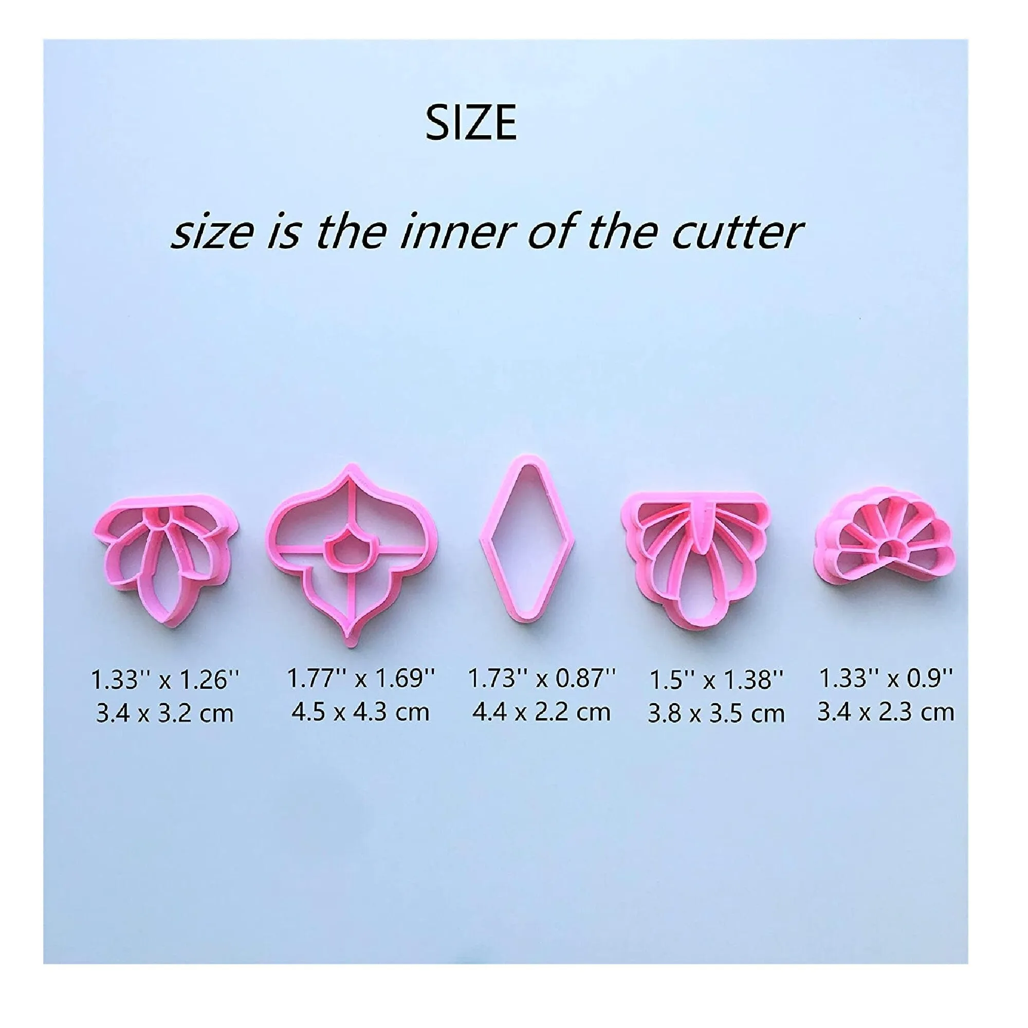 CHENRUI Set of 5 Floral Moroccan Diamond Polymer Clay Cutters With Embossed Seals