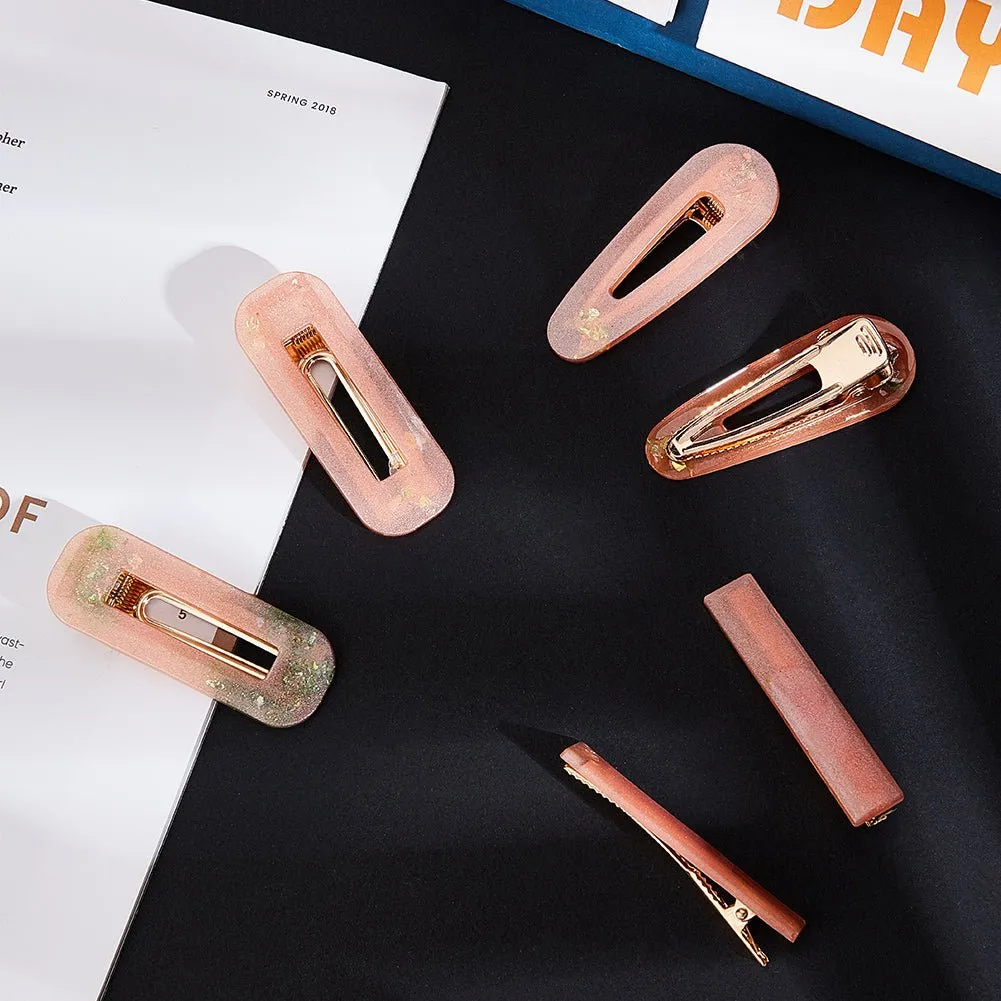 DIY Bobby Pin Making, with Iron Alligator Hair Clip Findings, Food Grade Silicone Molds, Birch Wooden Craft Sticks, Disposable Plastic Transfer Pipettes and UV Gel Nail Art Tinfoil