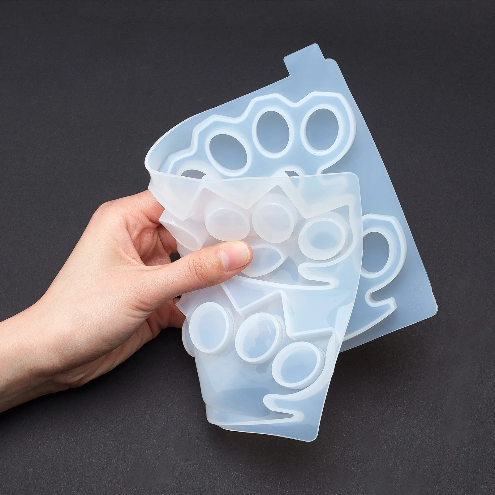 DIY Defensive Keychain Silicone Molds Kits, with Silicone Knuckles Molds, Iron Keychain Clasp Findings & Open Jump Rings, Silicone Measuring Cup, Disposable Latex Finger Cots, White, 41pcs/set