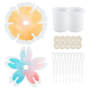 DIY Wine Rack Making Kits, with Silicone Molds, Latex Finger Cots, Plastic Transfer Pipettes, Silicone 100ml Measuring Cup, Mixed Color, 246x11.5mm, 1pc
