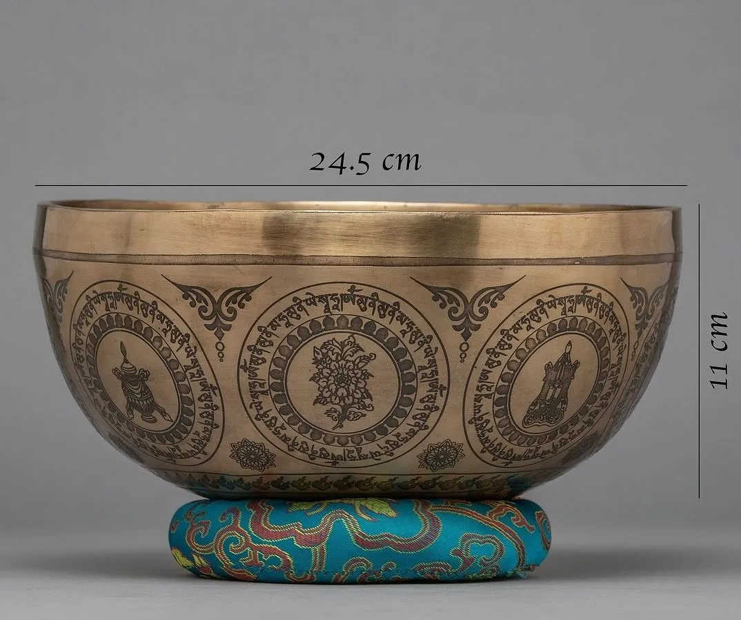 Handmade healing etching carving note tuning singing bowl set
