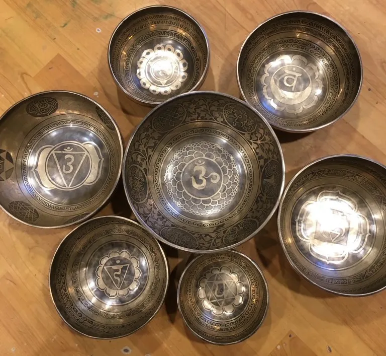 Handmade healing etching carving note tuning singing bowl set