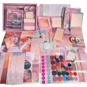 HASTHIP 150Pcs Journal Kit, Journaling Kit Journal Stickers Journal Supplies, Scrapbook Stickers Pack For Art Journaling Bullet Junk Journal Planners,Diy Decoration Paper Craft Kits(Sunset Glow),Pink