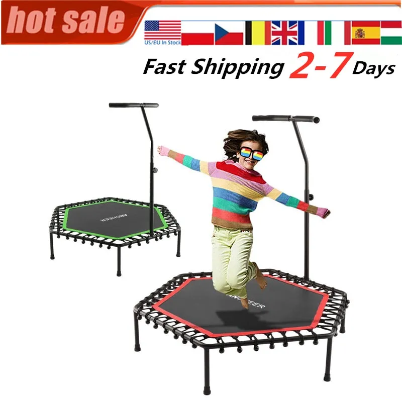 Indoor/Outdoor Trampoline with Adjustable Handle Bar