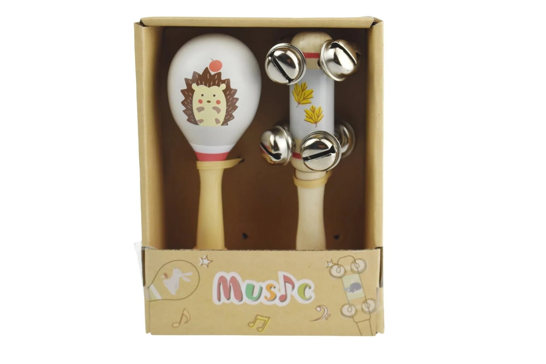 Kaper Kidz - WOODEN MARACA & BELL SET - Assorted Woodland