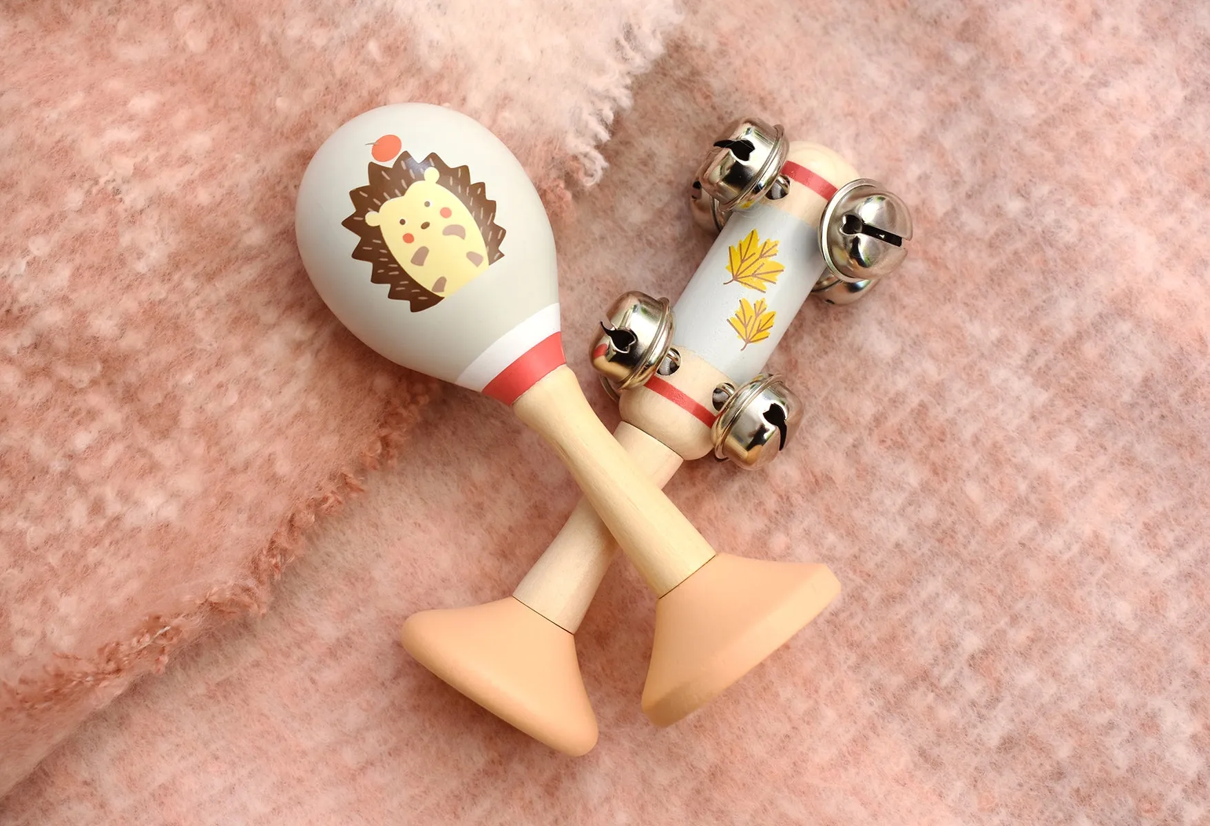 Kaper Kidz - WOODEN MARACA & BELL SET - Assorted Woodland