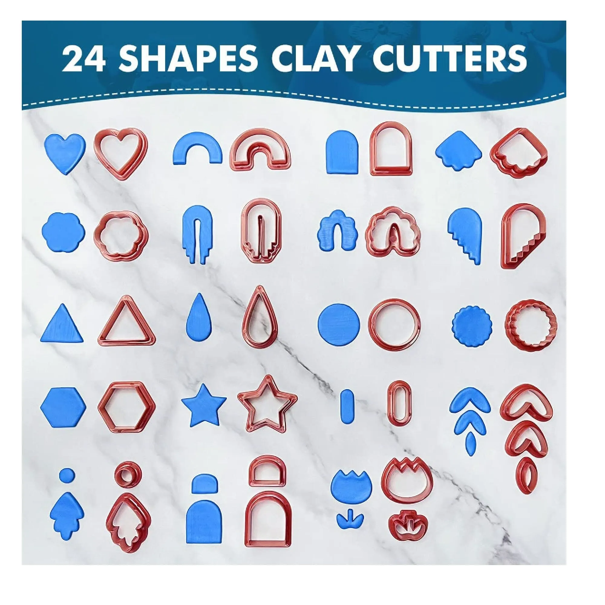 Keoker | Polymer Clay Cutter | Set Of 24 Plastic Clay Cutter Shapes For Jewelry With 16 Circle Shape Cutters
