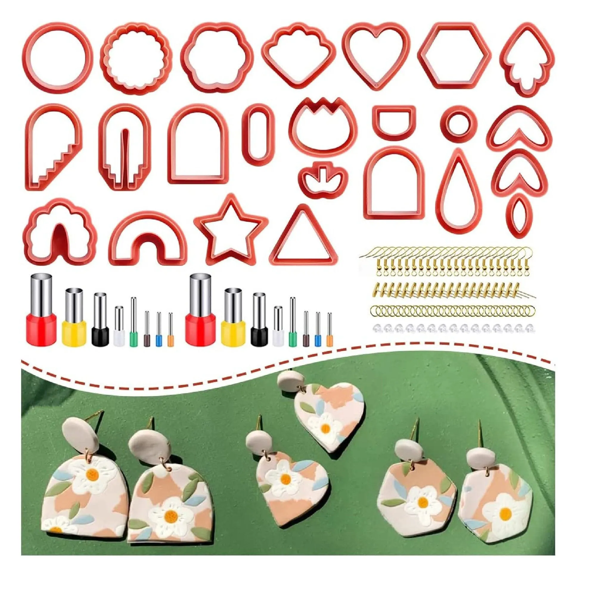 Keoker | Polymer Clay Cutter | Set Of 24 Plastic Clay Cutter Shapes For Jewelry With 16 Circle Shape Cutters