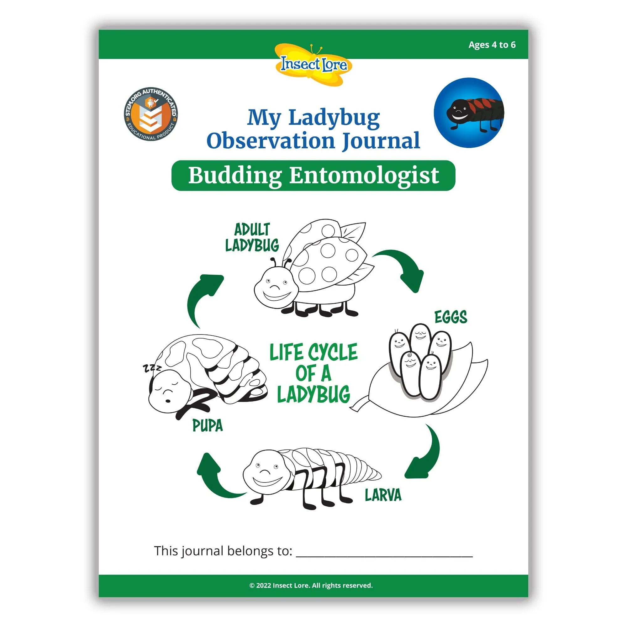 LIVE Ladybug Larvae Refill Kit with STEM Journal and Life Cycle Stages