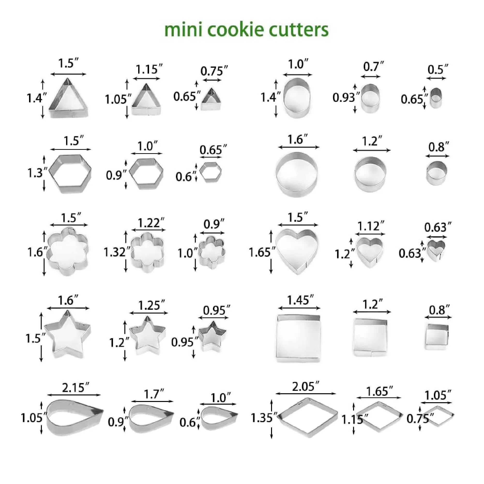 Mini Cookie Cutter Set | 30 Pieces | Porma Of Heart | star | flower | Cookie Cutters | Polymer Clay Cutters For Kids