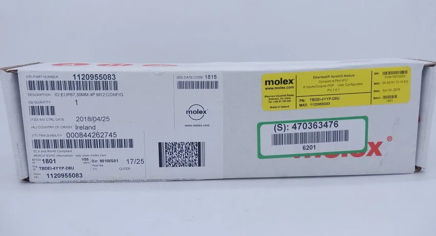 Molex Brad HarshIO 4-Port 5-Pole M12 Digital Module For Ethernet/IP 1120955083
