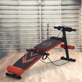 Multifunctional Sit Up Bench Foldable Fitness Equipment w/ Elastic Rope