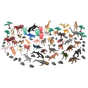 National Geographic 80-Piece Animal Playset with Four Habitats – Farm, Wild, Dinosaur, and Ocean Animals