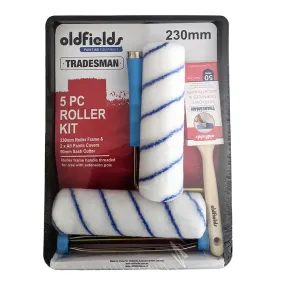 OLDFIELDS Tradesman Paint Roller Kit 230mm 5 Piece Trade Tray Brush All Paints