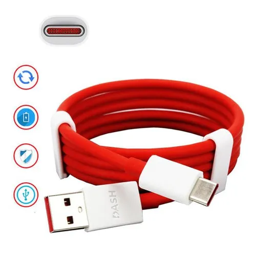 Oneplus 5T Dash Type C Cable Charging & Data Sync Cable-Red-100CM