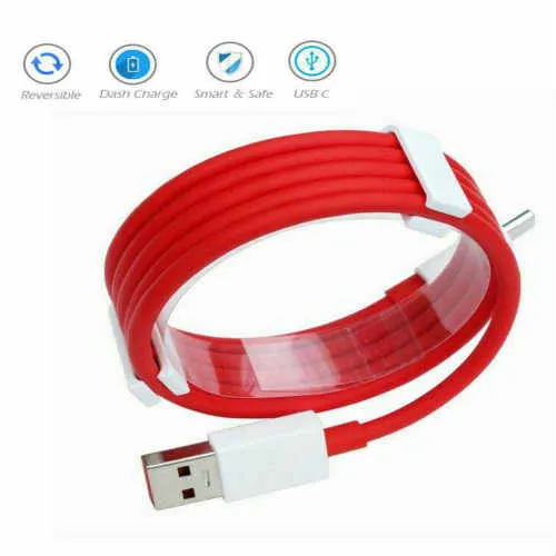 Oneplus 5T Dash Type C Cable Charging & Data Sync Cable-Red-100CM