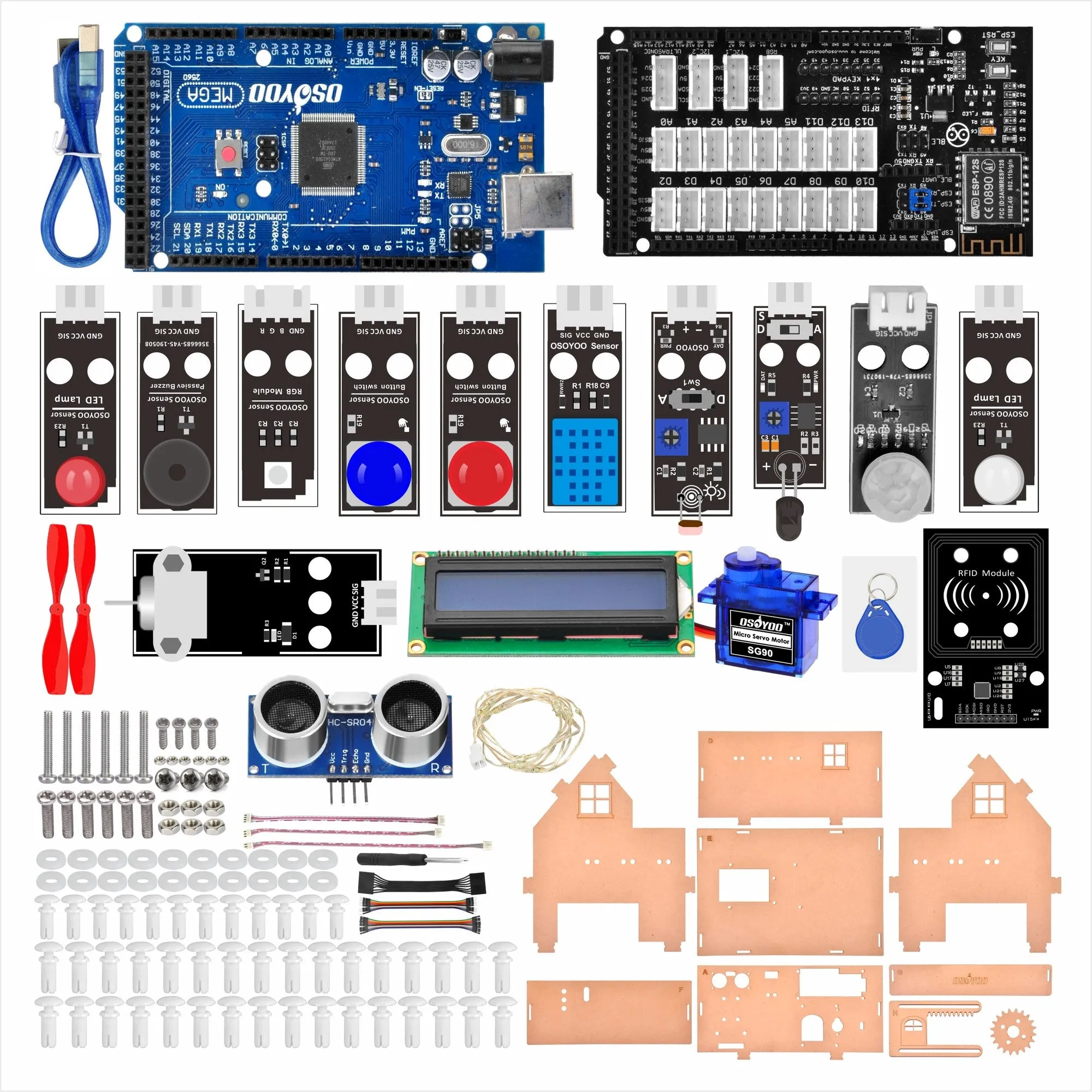 OSOYOO Smart Home IoT Starter Kit V2 for Arduino MEGA2560,Learning STEM Electronic Engineering Coding Programming