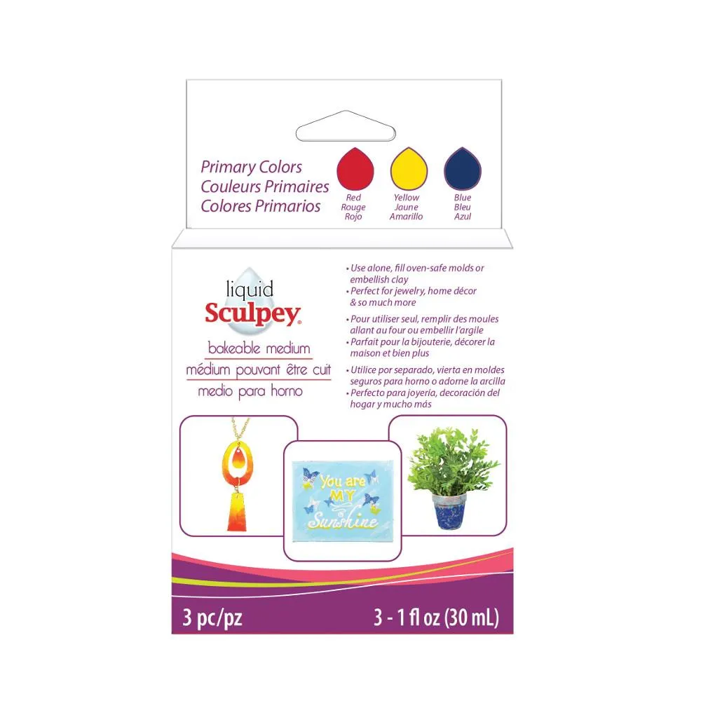 Sculpey Liquid Bakeable Medium Multi-Pack - Primary Colours
