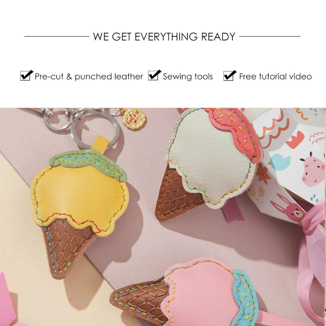 Sheep Leather Ice Cream Charm DIY Kits