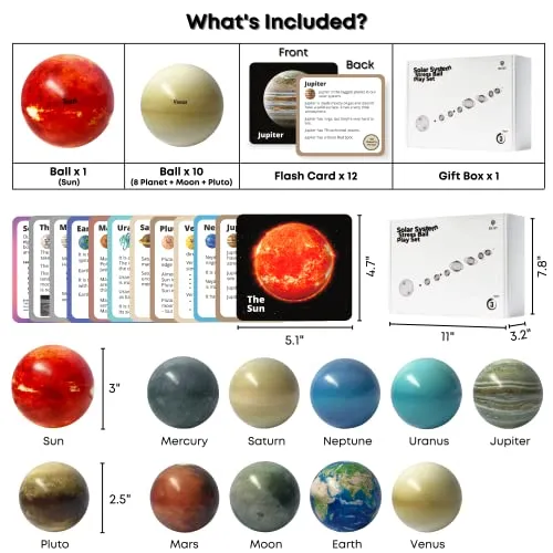 Solar System for Kids - Planets for Kids Solar System Toys - Planet Balls - Stress Balls for Kids - Space Toys - Astronaut Toys - Planet Toys for Kids 3-5 - Space Balls - Planet Flash Cards – Pluto
