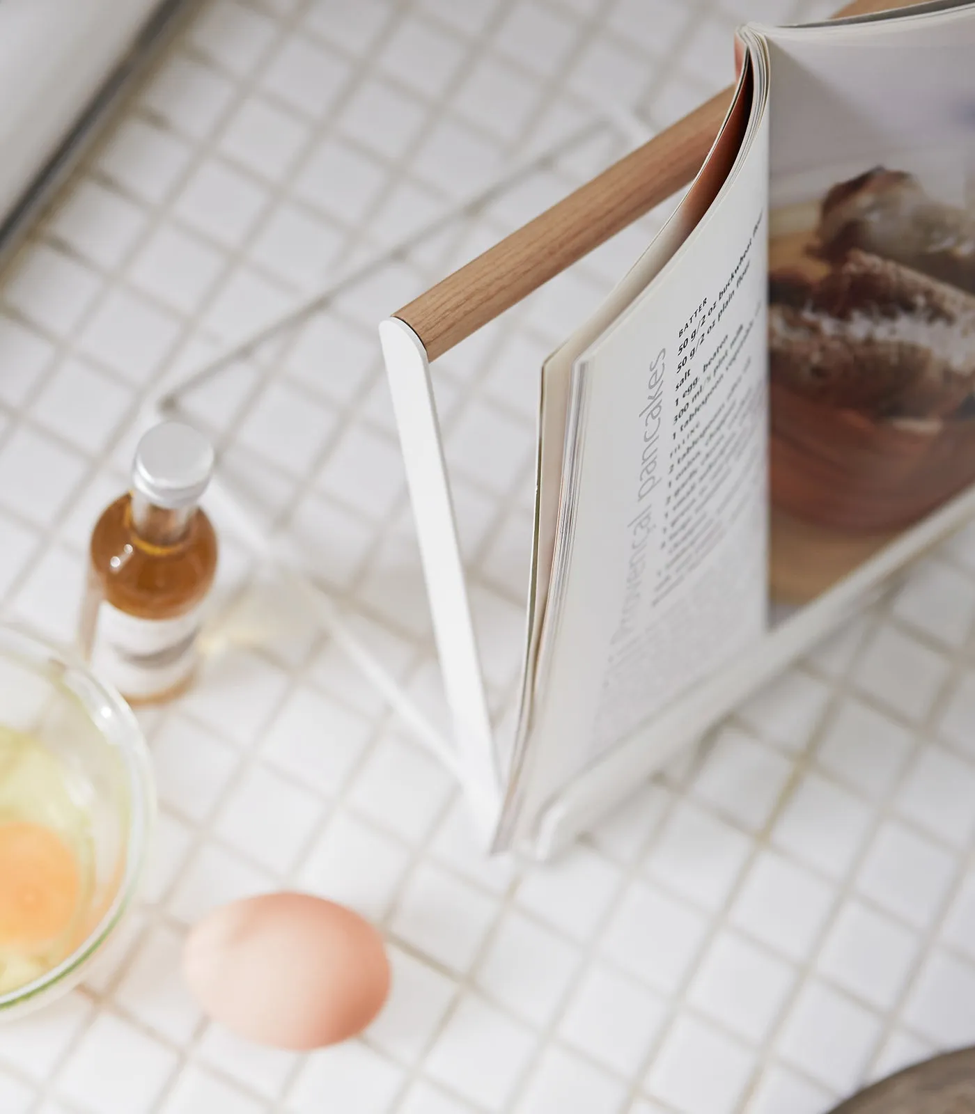 Tablet and Cookbook Stand - Steel   Wood