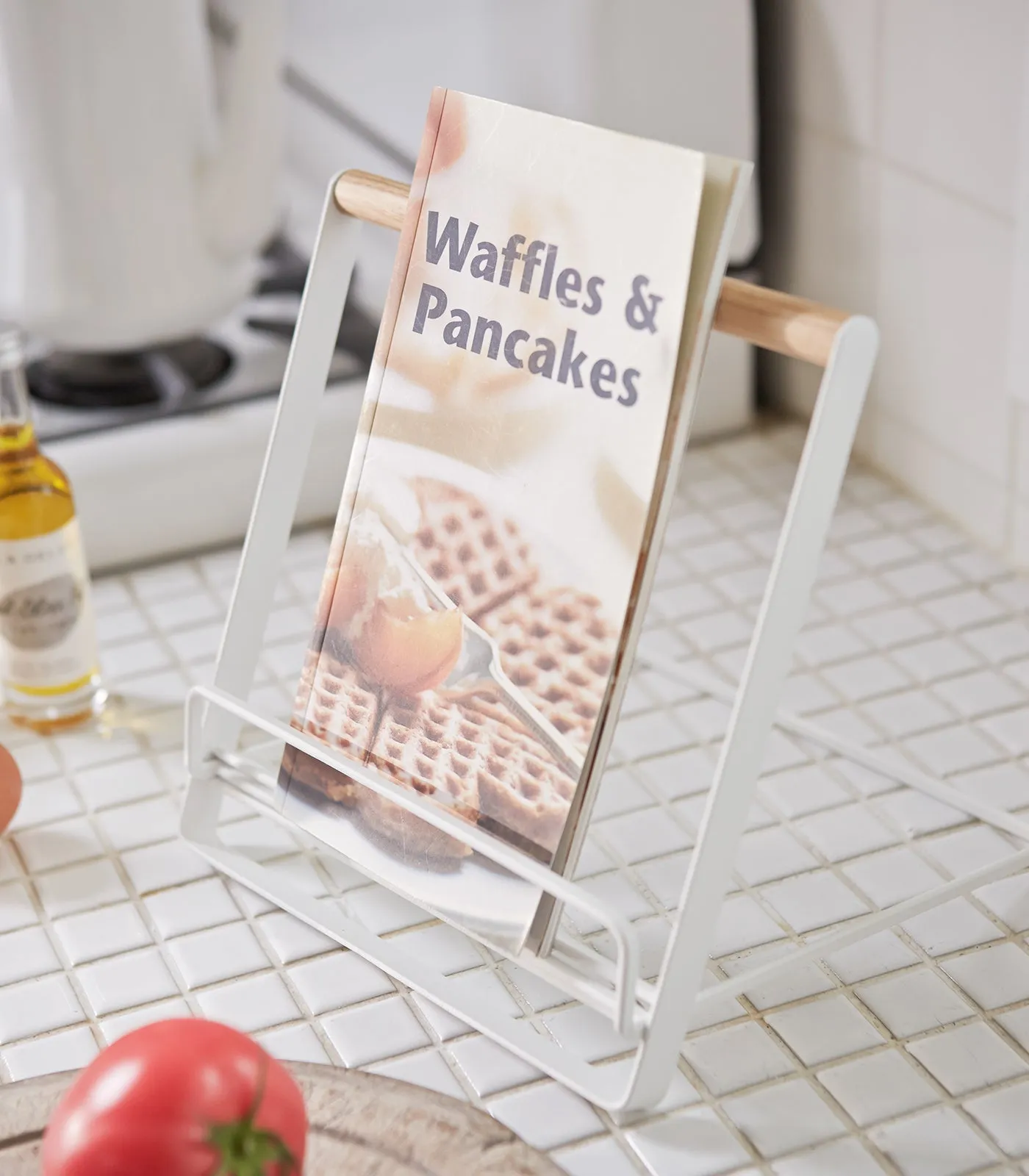Tablet and Cookbook Stand - Steel   Wood