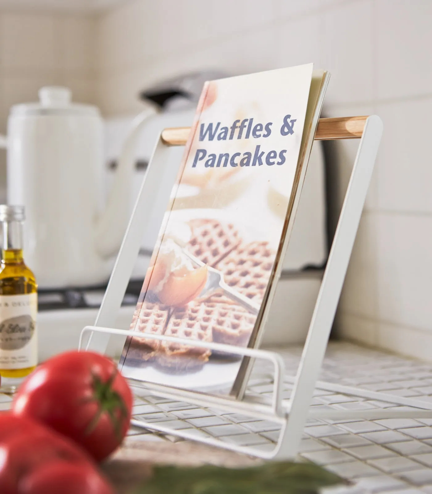 Tablet and Cookbook Stand - Steel   Wood