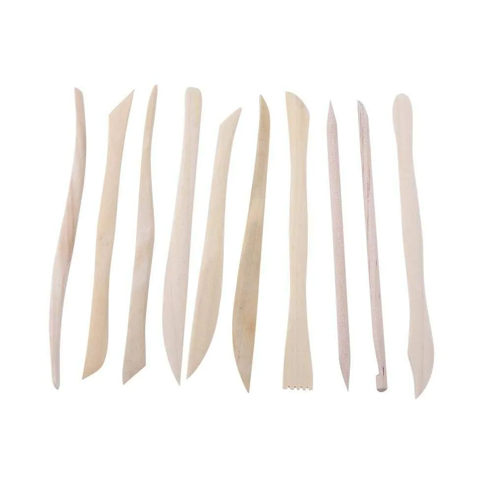 WOODEN POLYMER CLAY TOOL SET OF 10