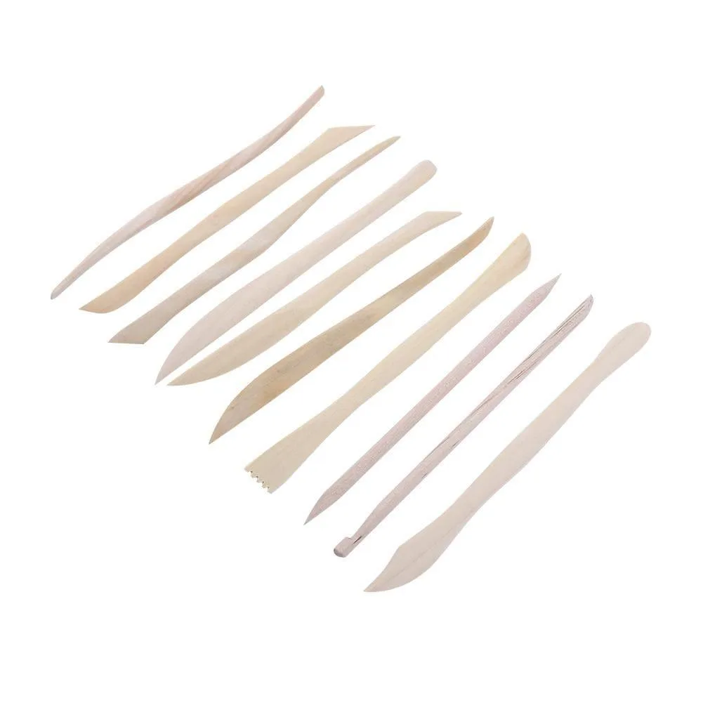 WOODEN POLYMER CLAY TOOL SET OF 10